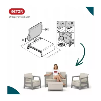Conjunto de mobiliário de jardim KETER Scandi Linea conjunto de 2 lugares cinzento-seixo/bege-claro