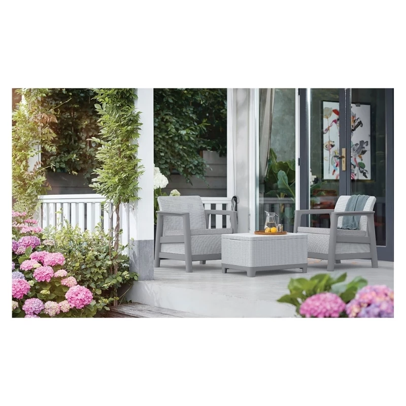 Conjunto de mobiliário de jardim KETER Scandi Linea conjunto de varanda cinzento-claro/cinzento-aço-escuro