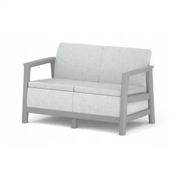 Sofá de jardim de dois lugares KETER Scandi Linea sofá de 2 lugares cinzento-claro/cinzento-aço-escuro