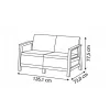 Sofá de jardim de dois lugares KETER Scandi Linea sofá de 2 lugares cinzento-claro/cinzento-aço-escuro