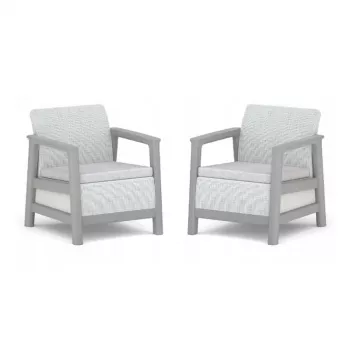 Cadeiras de jardim KETER 2 unid. Scandi Linea cinzento-claro/cinzento-aço-escuro
