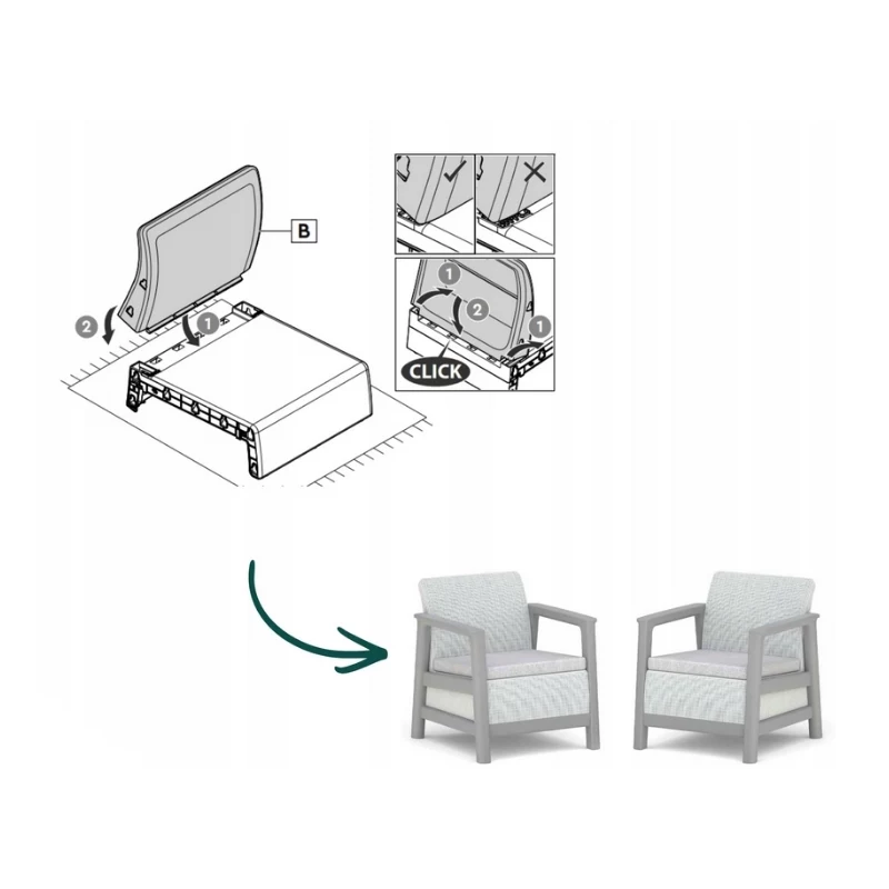 Cadeiras de jardim KETER 2 unid. Scandi Linea cinzento-claro/cinzento-aço-escuro