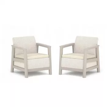 Cadeiras de jardim KETER 2 unid. Scandi Linea cinzento-seixo/bege-claro