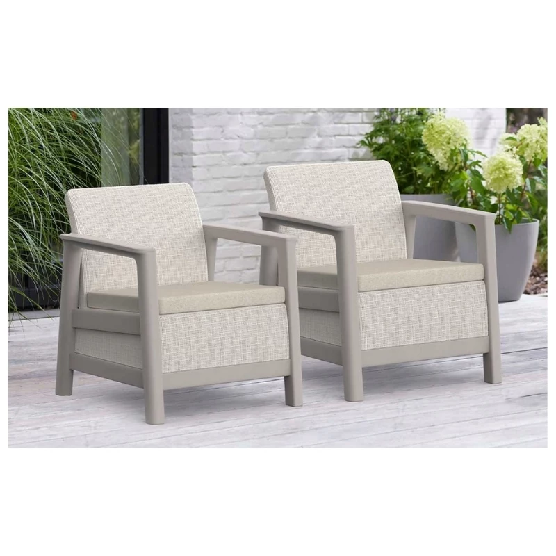 Cadeiras de jardim KETER 2 unid. Scandi Linea cinzento-seixo/bege-claro