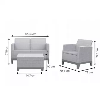Conjunto de mobiliário de jardim KETER Scandi Forma conjunto de 2 lugares pebble grey/light beige