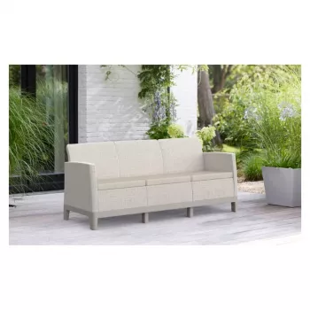 Sofá de jardim de dois lugares KETER Scandi Form sofá de 3 lugares cinzento-seixo/bege-claro