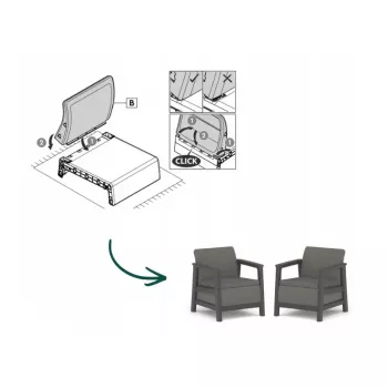 Cadeiras de jardim KETER 2 unid. Scandi Linea cinzento