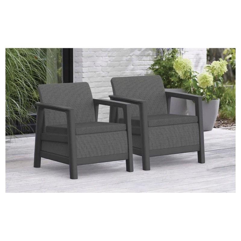 Cadeiras de jardim KETER 2 unid. Scandi Linea cinzento