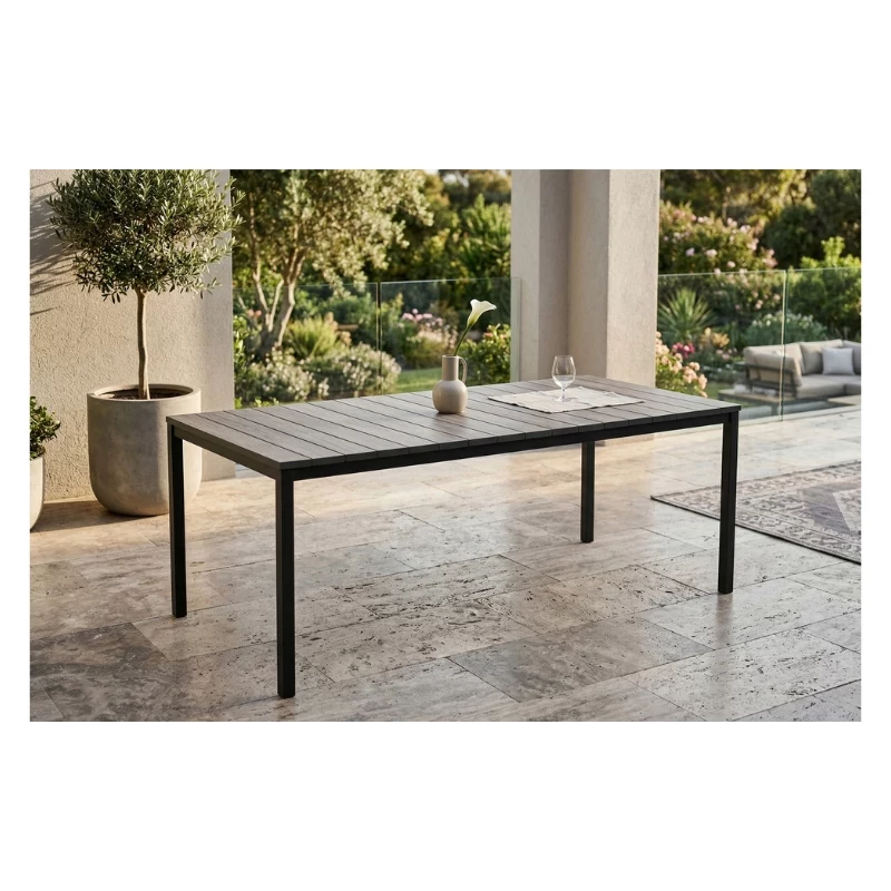 Mesa de jardim KETER Deco Porto Nova 200 efeito freixo/preto