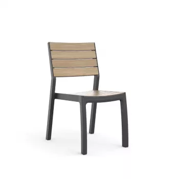 Cadeira de jardim KETER Deco Corale efeito teca/cinzento