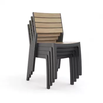 Cadeira de jardim KETER Deco Corale efeito teca/cinzento