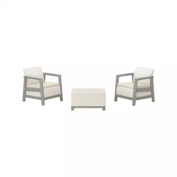 Conjunto de mobiliário de jardim KETER Scandi Linea conjunto de varanda cinzento-seixo/verde-salva bege pedra