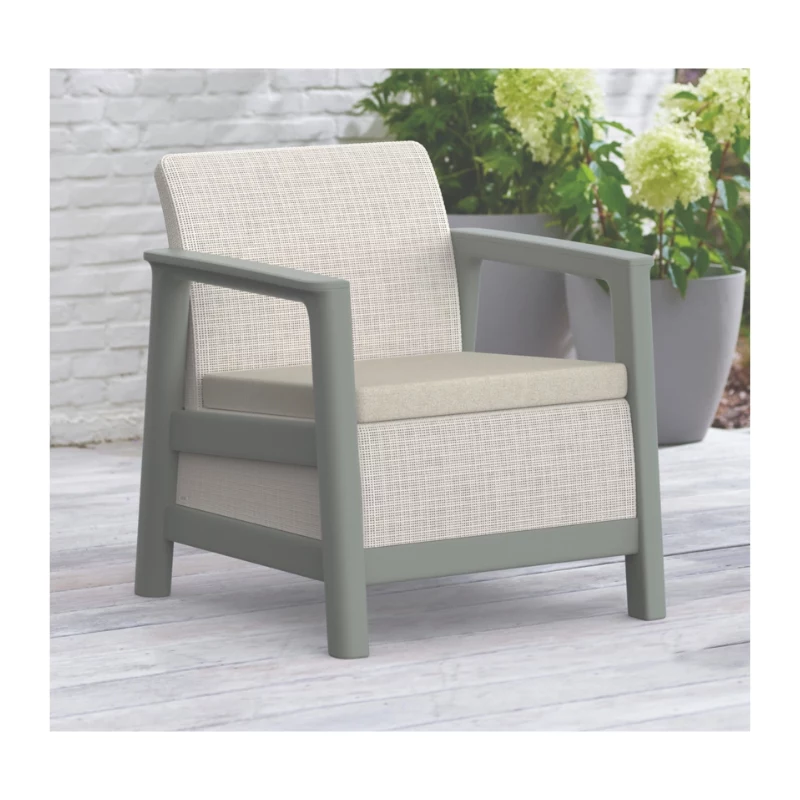 Conjunto de mobiliário de jardim KETER Scandi Linea conjunto de varanda cinzento-seixo/verde-salva bege pedra