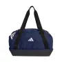 Saco adidas Tiro Duffle Small com compartimento inferior azul-marinho KD4240