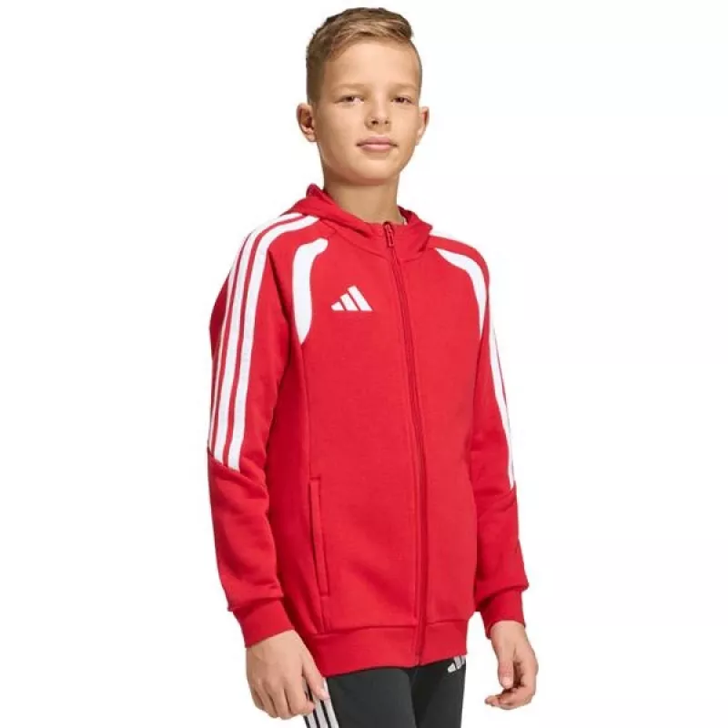 Sweatshirt com capuz criança adidas Tiro 26 League Sweat Full Zip vermelho KF9101 164cm