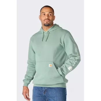 Sweatshirt com capuz e logótipo Carhartt Iconic K288 GREEN SLATE
