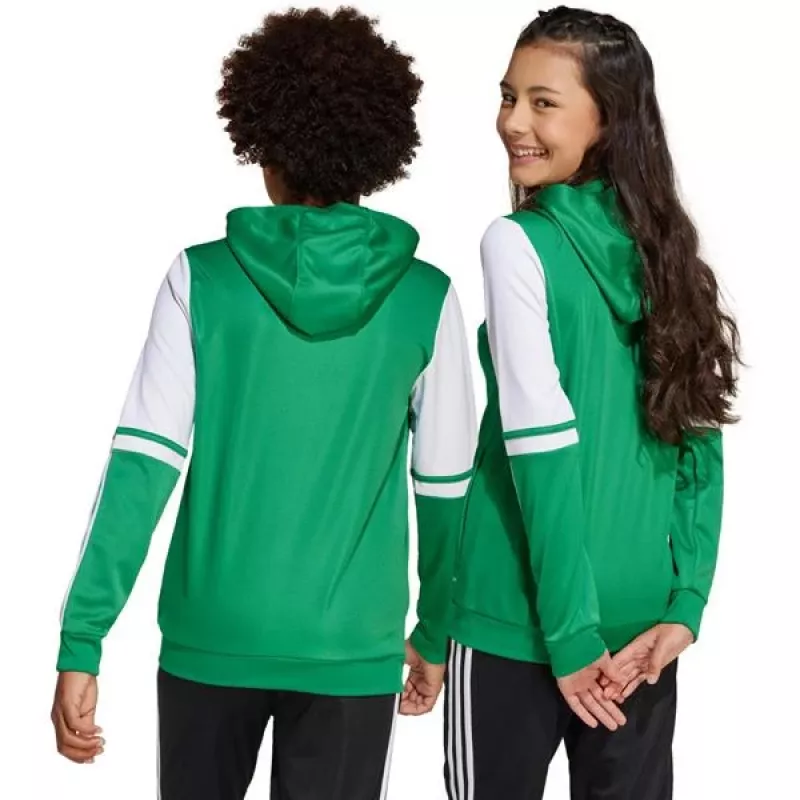 Sweatshirt com capuz de criança adidas Squadra 25 Hoody verde-branco JP3163 128cm