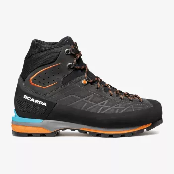 Botas de montanha Scarpa Zodiac Tech GTX, GORE-TEX Performance Comfort, pele Perwanger, sola Vibram-Mont, antracite/laranja tónico, EU 44