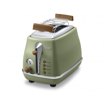 Torradeira DELONGHI Icona Vintage CTOV 2103.GR 900W, aço inoxidável, gaveta de migalhas, função de descongelação, verde/embalagem danificada