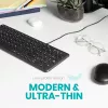 Teclado USB com fios Perixx PERIBOARD-213 DE B, layout alemão (QWERTZ), interruptores de tesoura, Preto