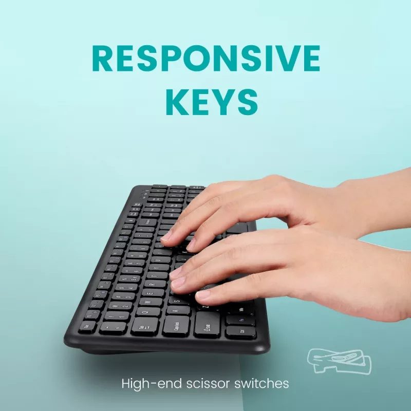 Teclado USB com fios Perixx PERIBOARD-213 DE B, layout alemão (QWERTZ), interruptores de tesoura, Preto
