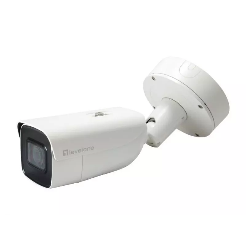 LevelOne FCS-5212 câmara IP bullet exterior 6MP com objetiva varifocal motorizada, H.265, visão noturna IR, PoE, IP66, IK10