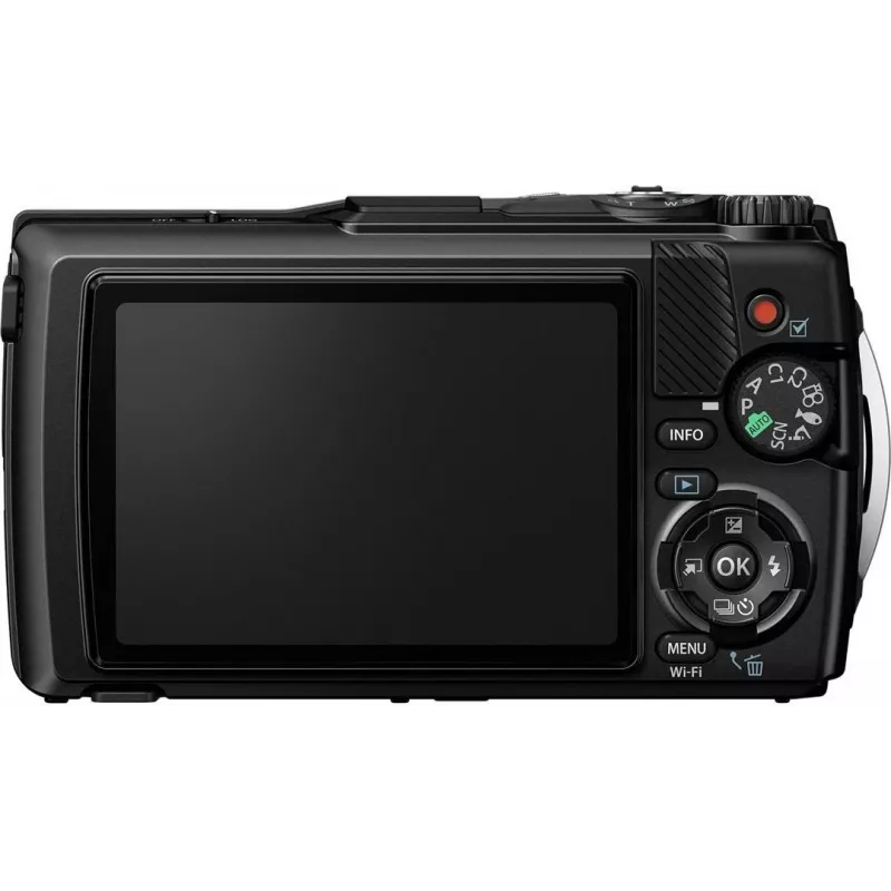 OM System Tough TG-7 preto câmara compacta robusta, 12 MP, vídeo 4K, à prova de água 15m