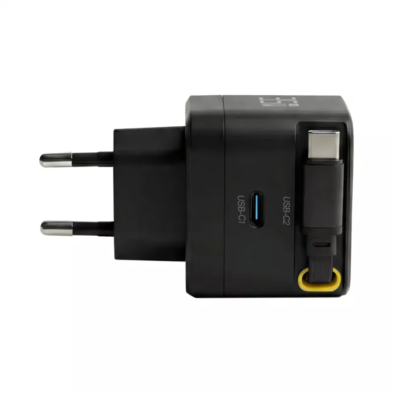 Carregador de parede EFB Elektronik G352CE 35W GaN USB-C com cabo retrátil de 0,7m, PD3.0 e QC3.0, preto