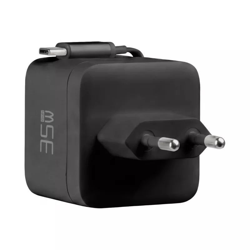 Carregador de parede EFB Elektronik G352CE 35W GaN USB-C com cabo retrátil de 0,7m, PD3.0 e QC3.0, preto