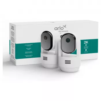 Câmara de vigilância interior Arlo Essential 3 2K Pan-Tilt-Zoom (pack de 2, branca)