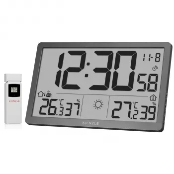 KIENZLE Jumbo NEO Relógio de parede meteorológico LCD cinzento