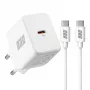 Conjunto de carregador USB-C GaN 30W EFB Elektronik G301CE com cabo USB-C de 2m, branco