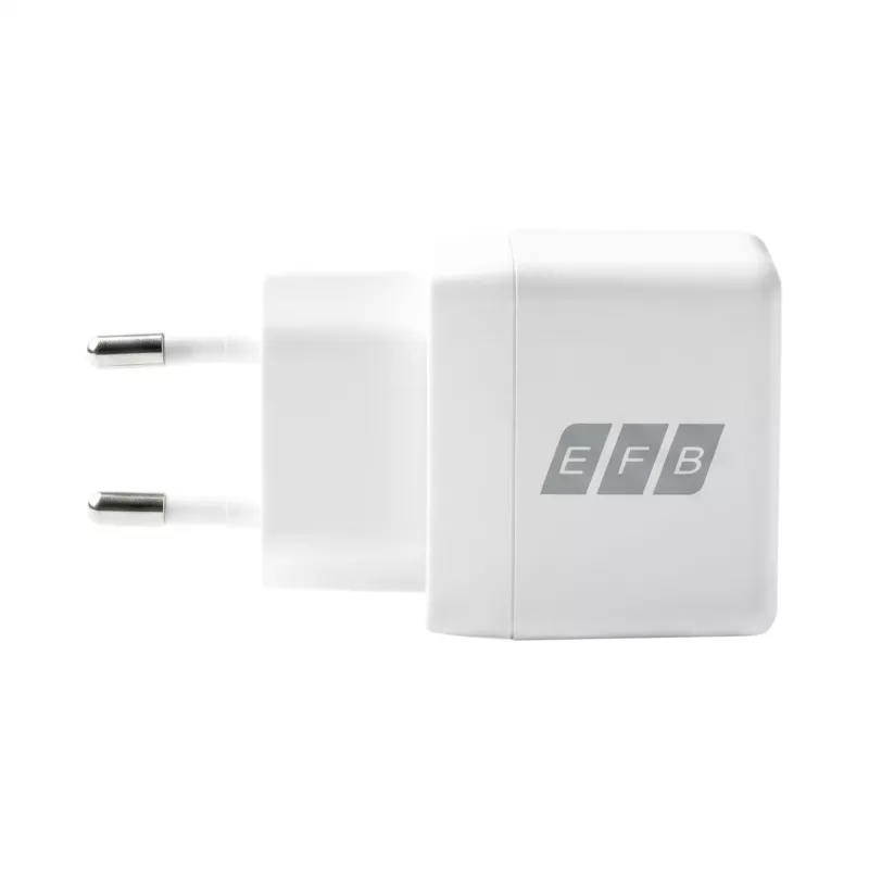 Conjunto de carregador USB-C GaN 30W EFB Elektronik G301CE com cabo USB-C de 2m, branco