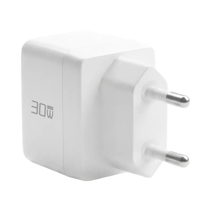 Conjunto de carregador USB-C GaN 30W EFB Elektronik G301CE com cabo USB-C de 2m, branco