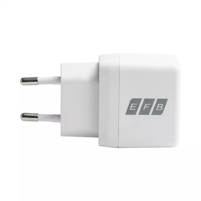 Conjunto de carregador de parede USB-C GaN 20W EFB Elektronik G201CE com cabo USB-C de 2m, PD3.0 e QC3.0, branco