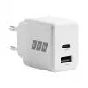 Conjunto de carregador de parede GaN 30W EFB Elektronik G301A1CE USB-C PD3.0 + USB-A QC3.0 com cabo USB-C de 2m, branco