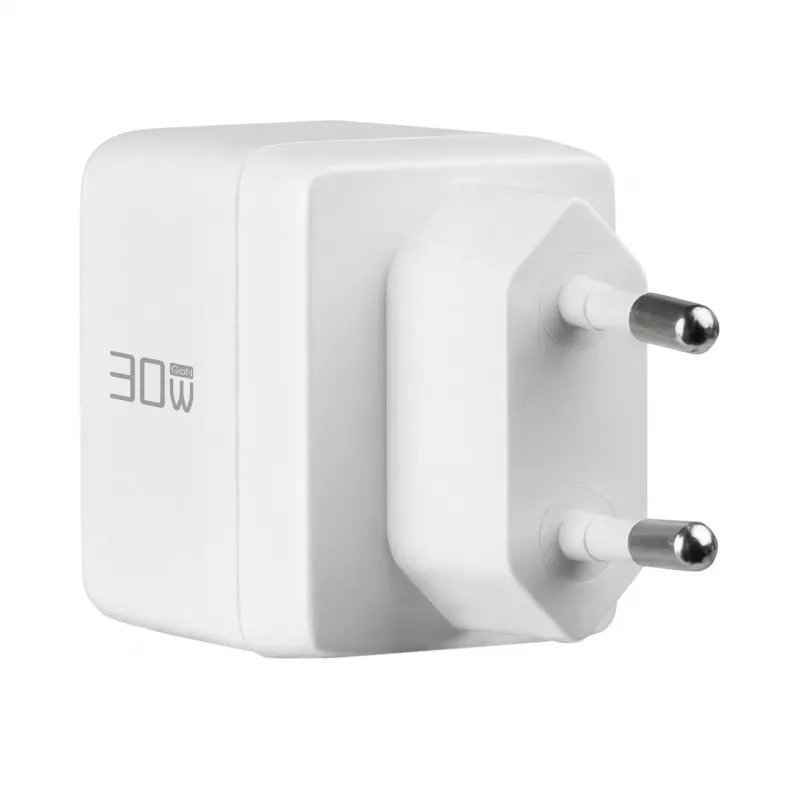 Conjunto de carregador de parede GaN 30W EFB Elektronik G301A1CE USB-C PD3.0 + USB-A QC3.0 com cabo USB-C de 2m, branco
