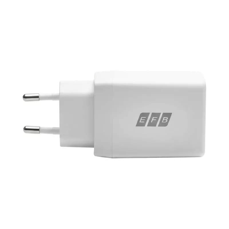 Conjunto de carregador de parede GaN 45W Dual USB-C EFB Elektronik G452CE com cabo USB-C de 2m, branco