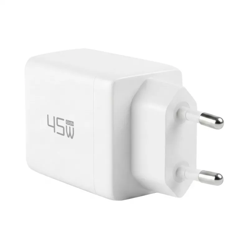 Conjunto de carregador de parede GaN 45W Dual USB-C EFB Elektronik G452CE com cabo USB-C de 2m, branco