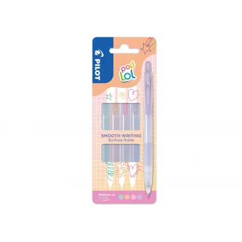 Conjunto de canetas de gel PILOT pop'lol pastel 0,4 mm, várias cores, 4 canetas (BL-PL-7-KUV/P/O/G-S4P)