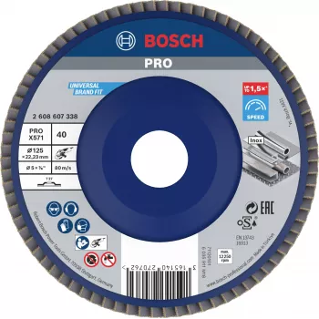 Disco de lixa de rebarbar Bosch X571 Best for Metal 125 mm P80 corindo de zircónio 2608607338