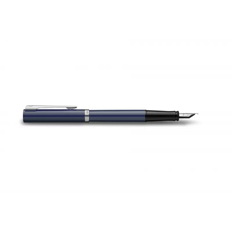 Waterman Impression caneta de tinta permanente aparo fino lacado azul aros cromados caixa de oferta 2225502