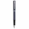 Waterman Impression caneta de tinta permanente aparo fino lacado azul aros cromados caixa de oferta 2225502