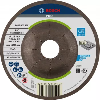 Bosch 2608600539 Disco de desbaste de centro deprimido 115 x 22,23 mm, 1 unidade