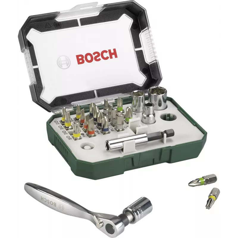 Bosch Accessories Promoline 2607017392 conjunto de 27 pontas de aparafusar com pontas fenda, Phillips, Pozidriv, interior e Torx em mala de armazenamento