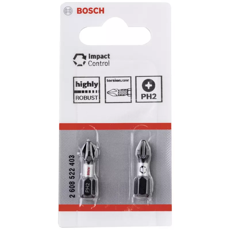 Bosch Impact Control 2608522403 conjunto de pontas Phillips PH2, 2 unid., 25 mm