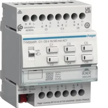 HAGER TYMS646R atuador de aquecimento 6 vias KNX Secure com controlador