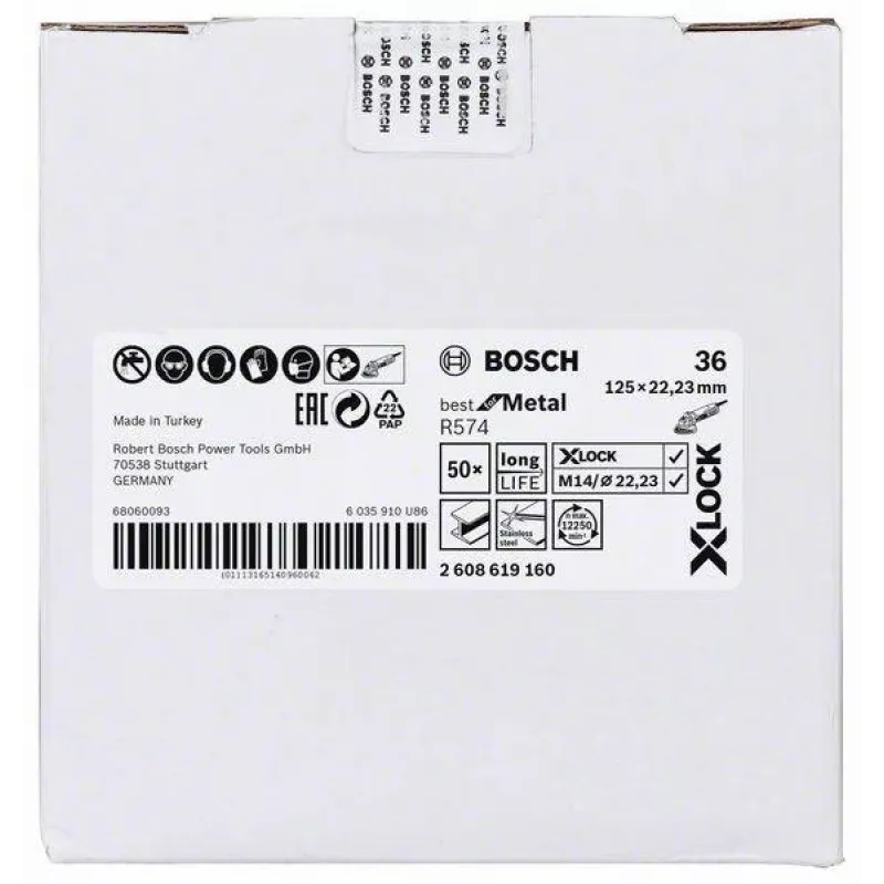 Disco de fibra Bosch Best for Metal R574 125 mm X-LOCK grão 36 2608619160