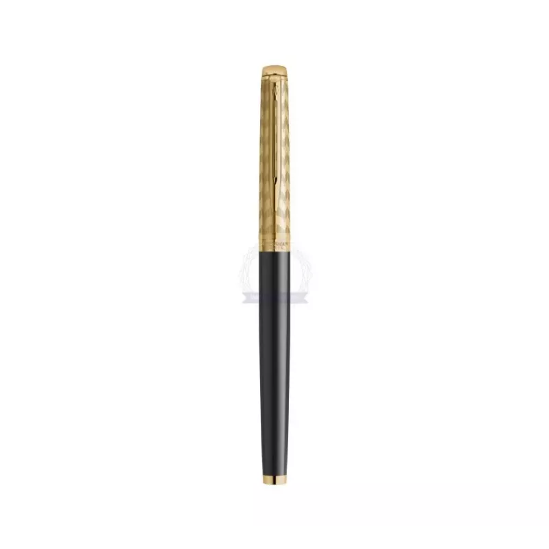 Waterman Hemisphere Caneta rollerball - fina, preto brilhante com anéis cromados, caixa de presente 2225136