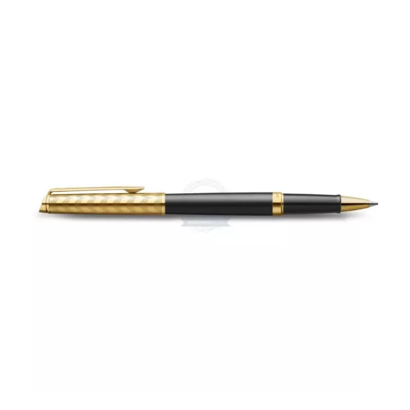Waterman Hemisphere Caneta rollerball - fina, preto brilhante com anéis cromados, caixa de presente 2225136